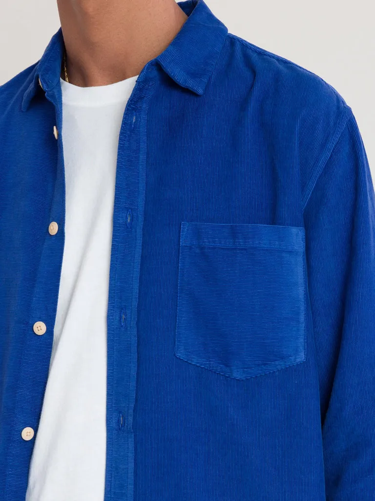Folk Direction Babycord Shirt in Bright Blue
