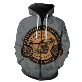 Free and Speed Motorcycle  Zipper Hoodie