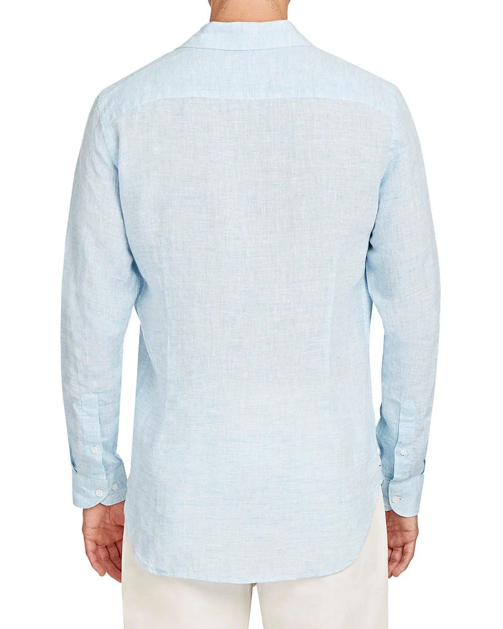 Giles Linen Shirt in Pale Blue White