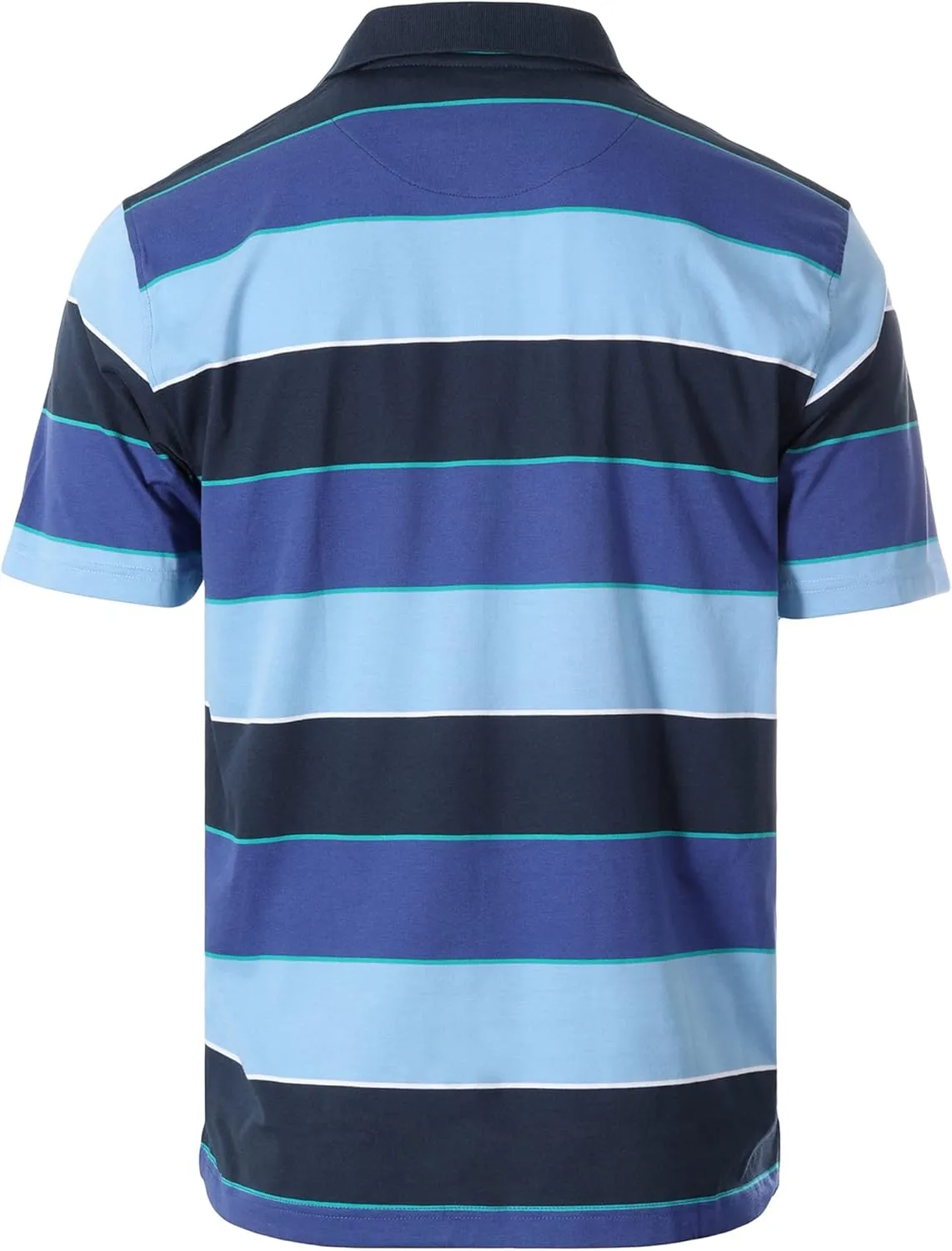 Gioberti Mens Slim Fit Wide Striped Polo Shirt with Pocket - Contrasting Collar Short Sleeve Yarn Dye