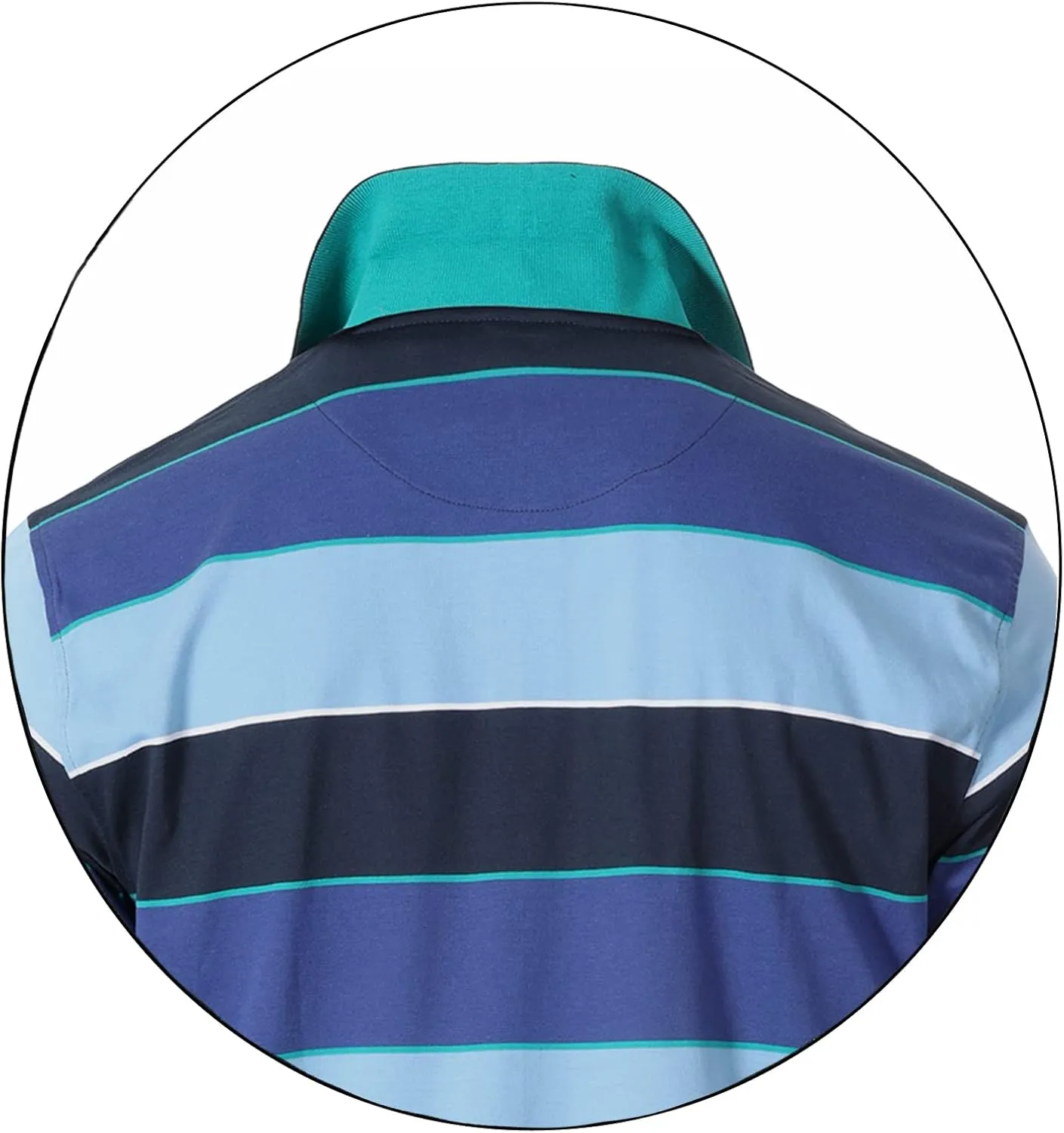 Gioberti Mens Slim Fit Wide Striped Polo Shirt with Pocket - Contrasting Collar Short Sleeve Yarn Dye