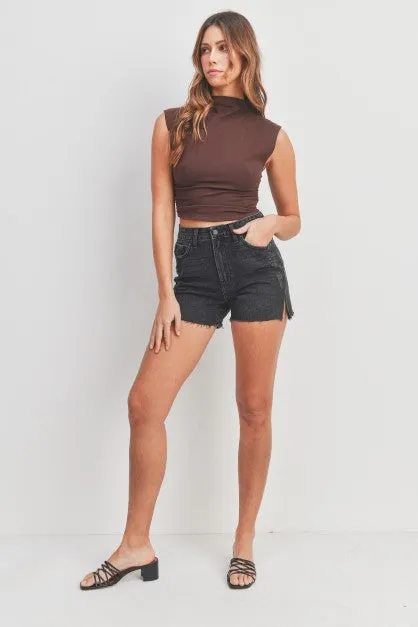 Got the Winner Black Denim Shorts