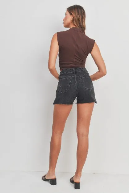 Got the Winner Black Denim Shorts