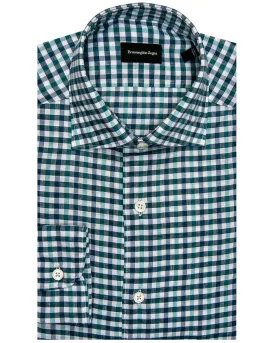 Green Blue and Seafoam Check Dress Shirt