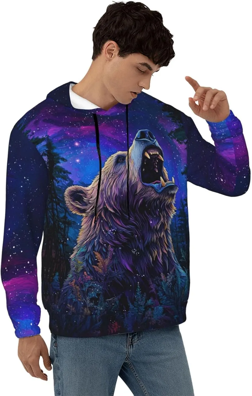 Hoodies for Men Novelty Mens Hoodies 3D Prints Thick Men's Graphic Pullover Hooded Sweatshirts with Big Pockets