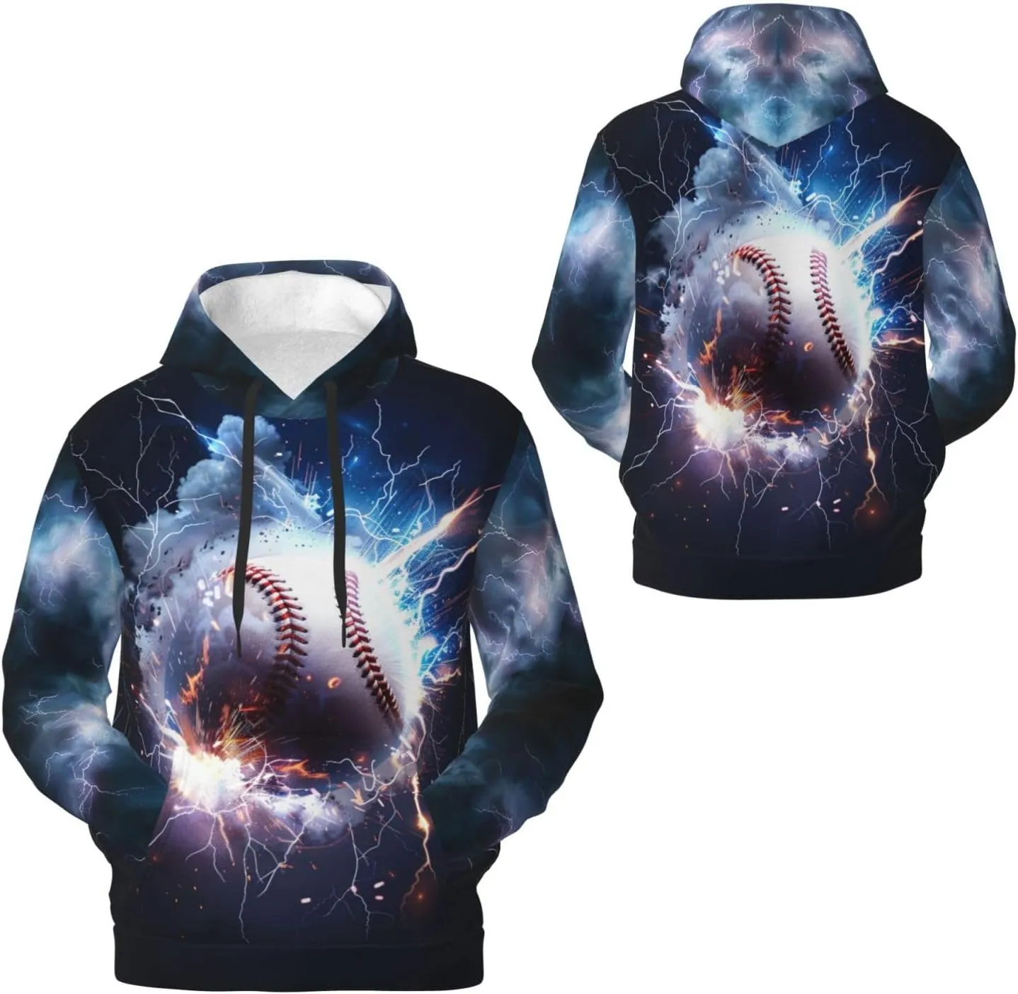 Hoodies for Men Novelty Mens Hoodies 3D Prints Thick Men's Graphic Pullover Hooded Sweatshirts with Big Pockets