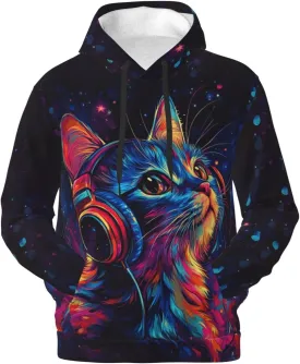 Hoodies for Men Novelty Mens Hoodies 3D Prints Thick Men's Graphic Pullover Hooded Sweatshirts with Big Pockets