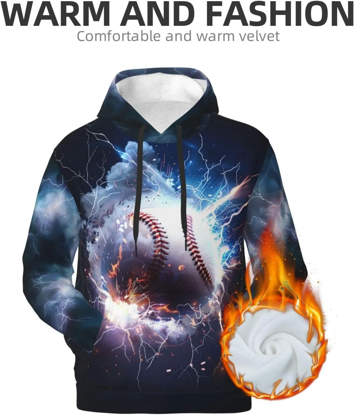 Hoodies for Men Novelty Mens Hoodies 3D Prints Thick Men's Graphic Pullover Hooded Sweatshirts with Big Pockets