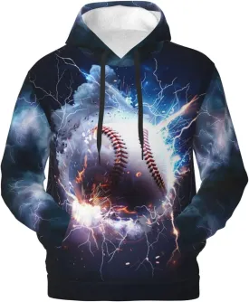Hoodies for Men Novelty Mens Hoodies 3D Prints Thick Men's Graphic Pullover Hooded Sweatshirts with Big Pockets