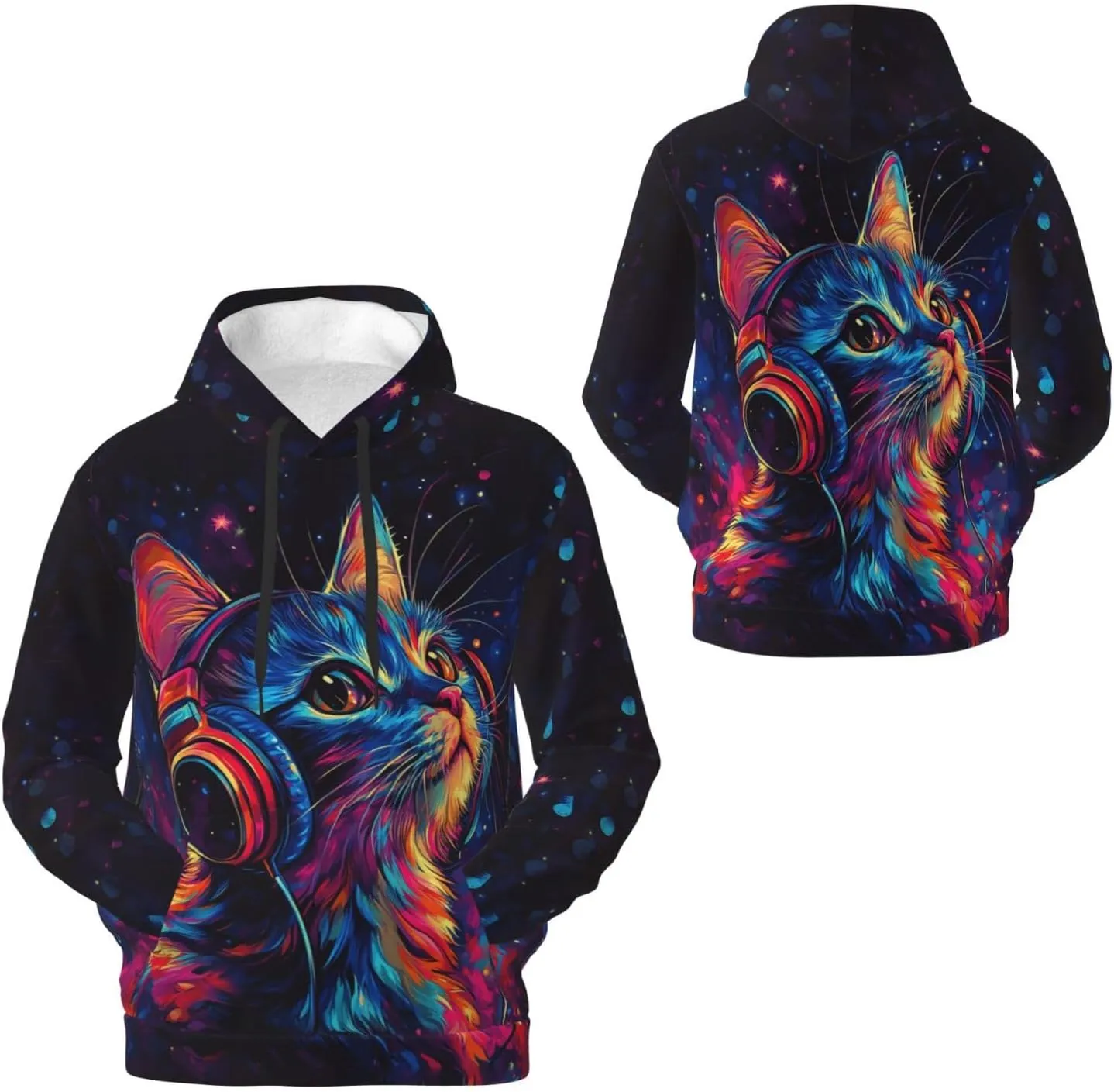 Hoodies for Men Novelty Mens Hoodies 3D Prints Thick Men's Graphic Pullover Hooded Sweatshirts with Big Pockets