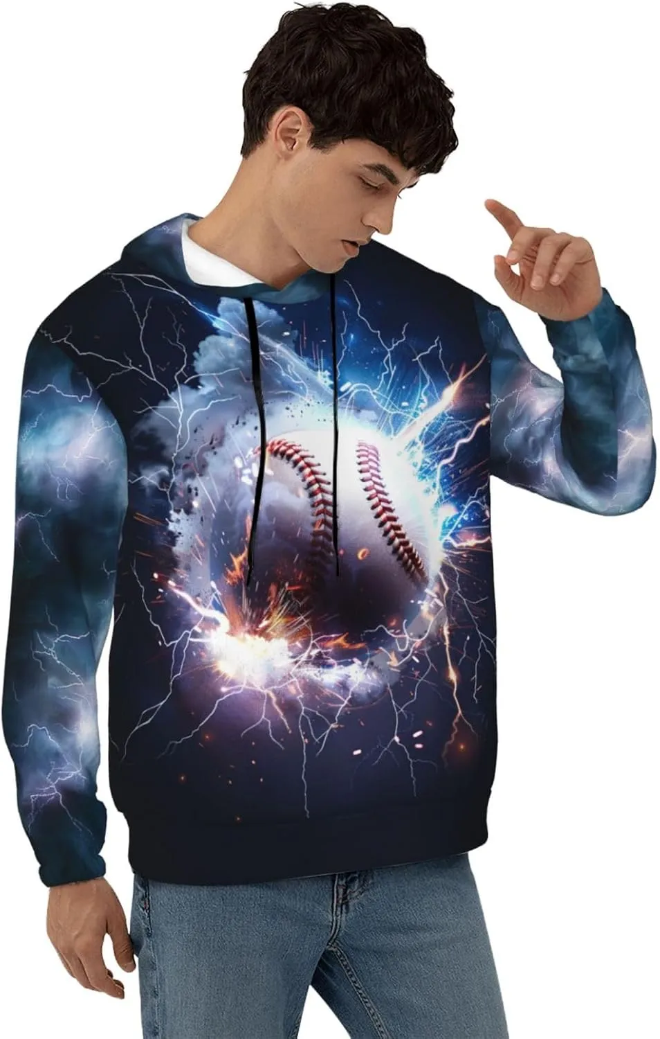 Hoodies for Men Novelty Mens Hoodies 3D Prints Thick Men's Graphic Pullover Hooded Sweatshirts with Big Pockets