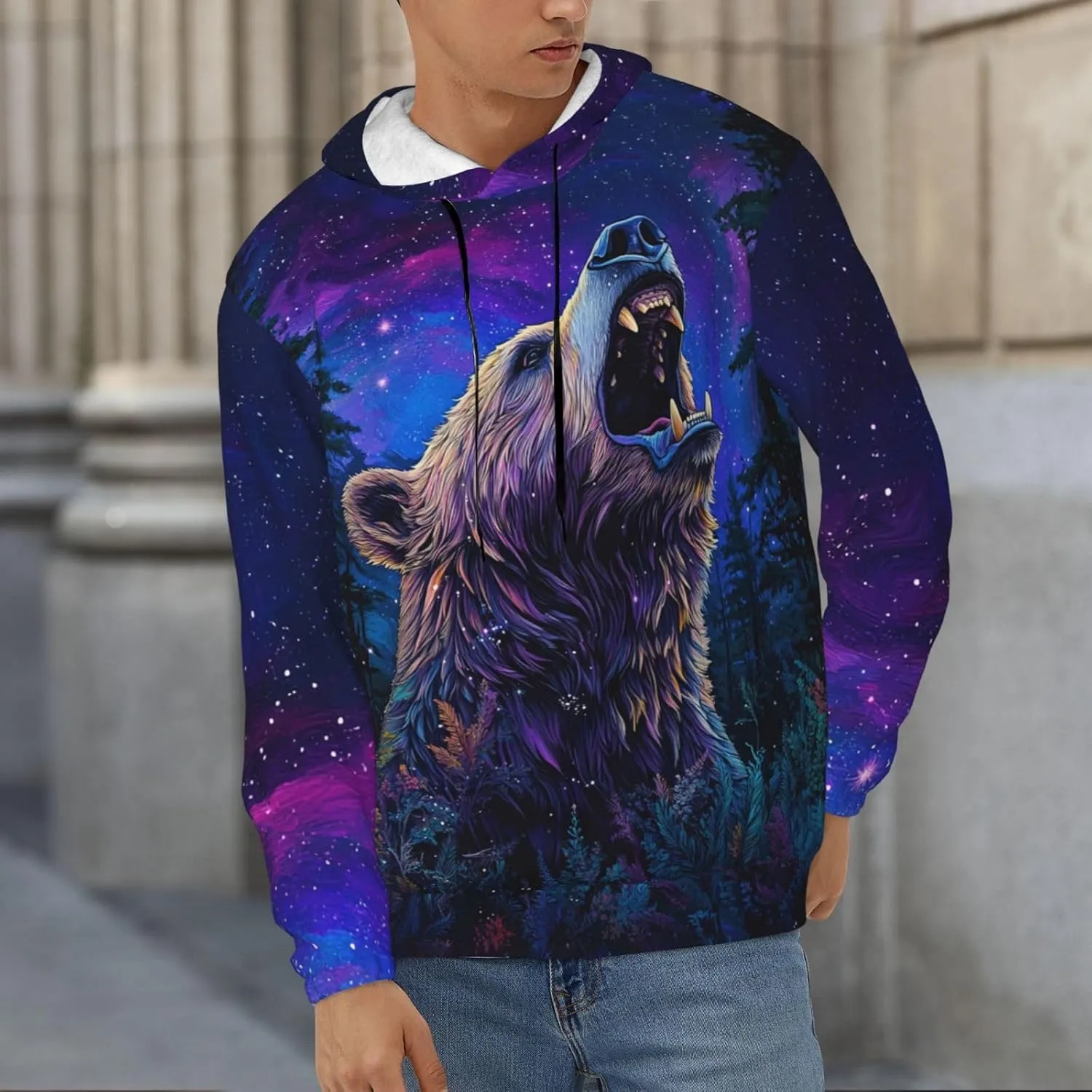 Hoodies for Men Novelty Mens Hoodies 3D Prints Thick Men's Graphic Pullover Hooded Sweatshirts with Big Pockets