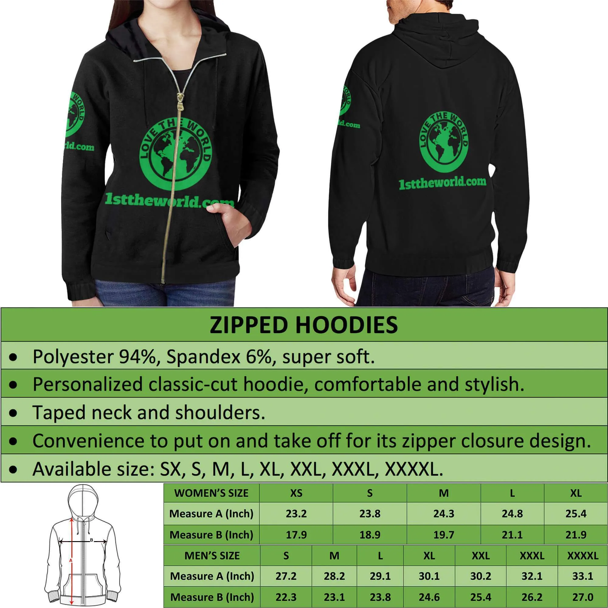 Israel Hoodie Rising Zipper A10