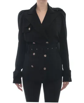 John Galliano Vintage Black Short Trench Jacket - 8