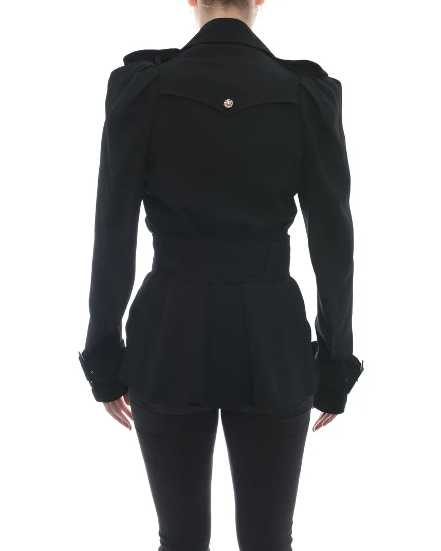 John Galliano Vintage Black Short Trench Jacket - 8
