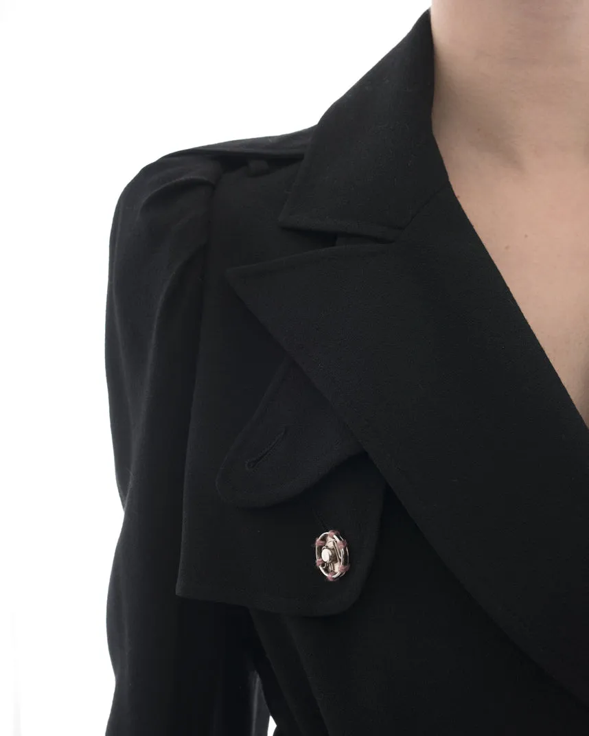 John Galliano Vintage Black Short Trench Jacket - 8