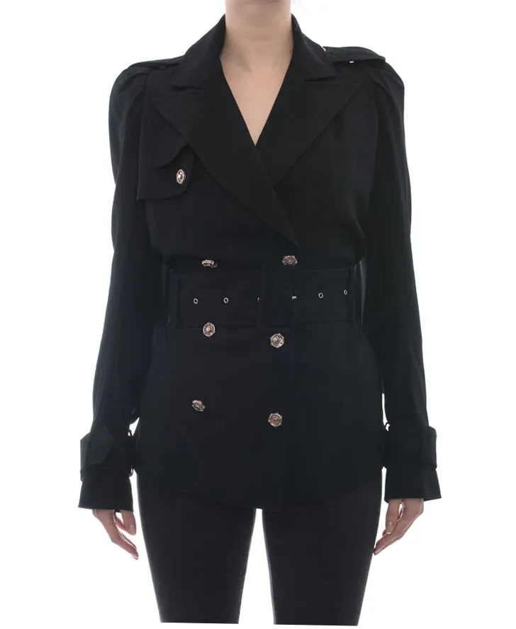 John Galliano Vintage Black Short Trench Jacket - 8