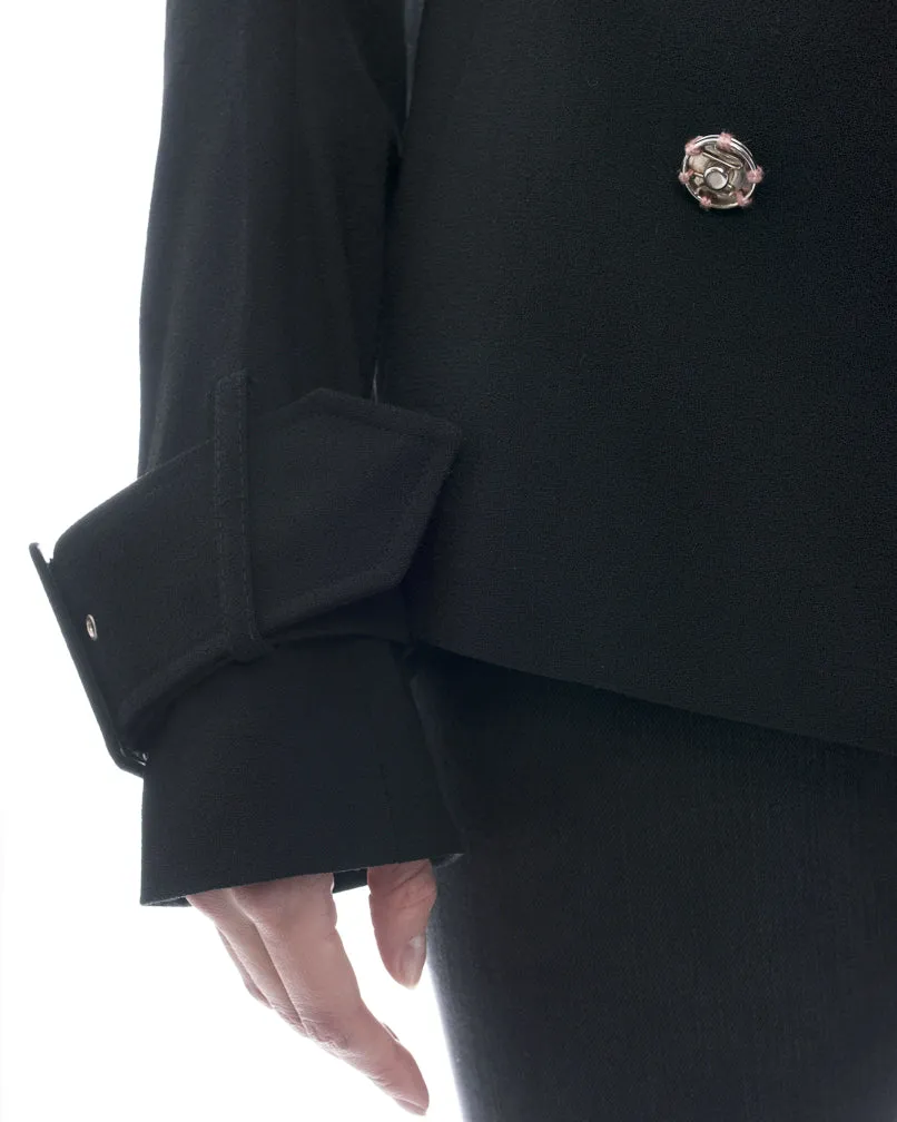John Galliano Vintage Black Short Trench Jacket - 8