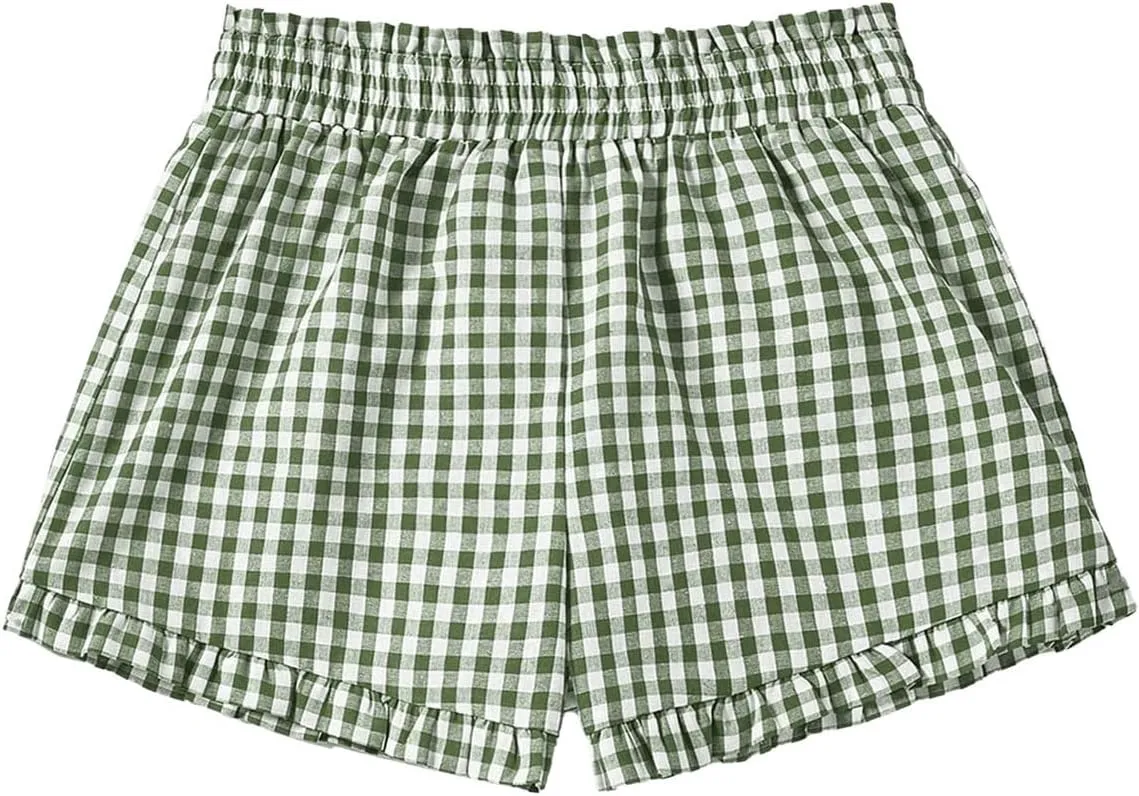 MakeMeChic Women's Elastic Waisted Plaid Shorts Lounge Pajama Shorts