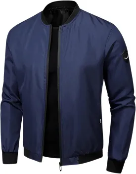 Men's Bomber Jacket Classic Solid Lightweight Casual Jackets Spring Fall Windbreaker Full Zip Up Coat with Pockets