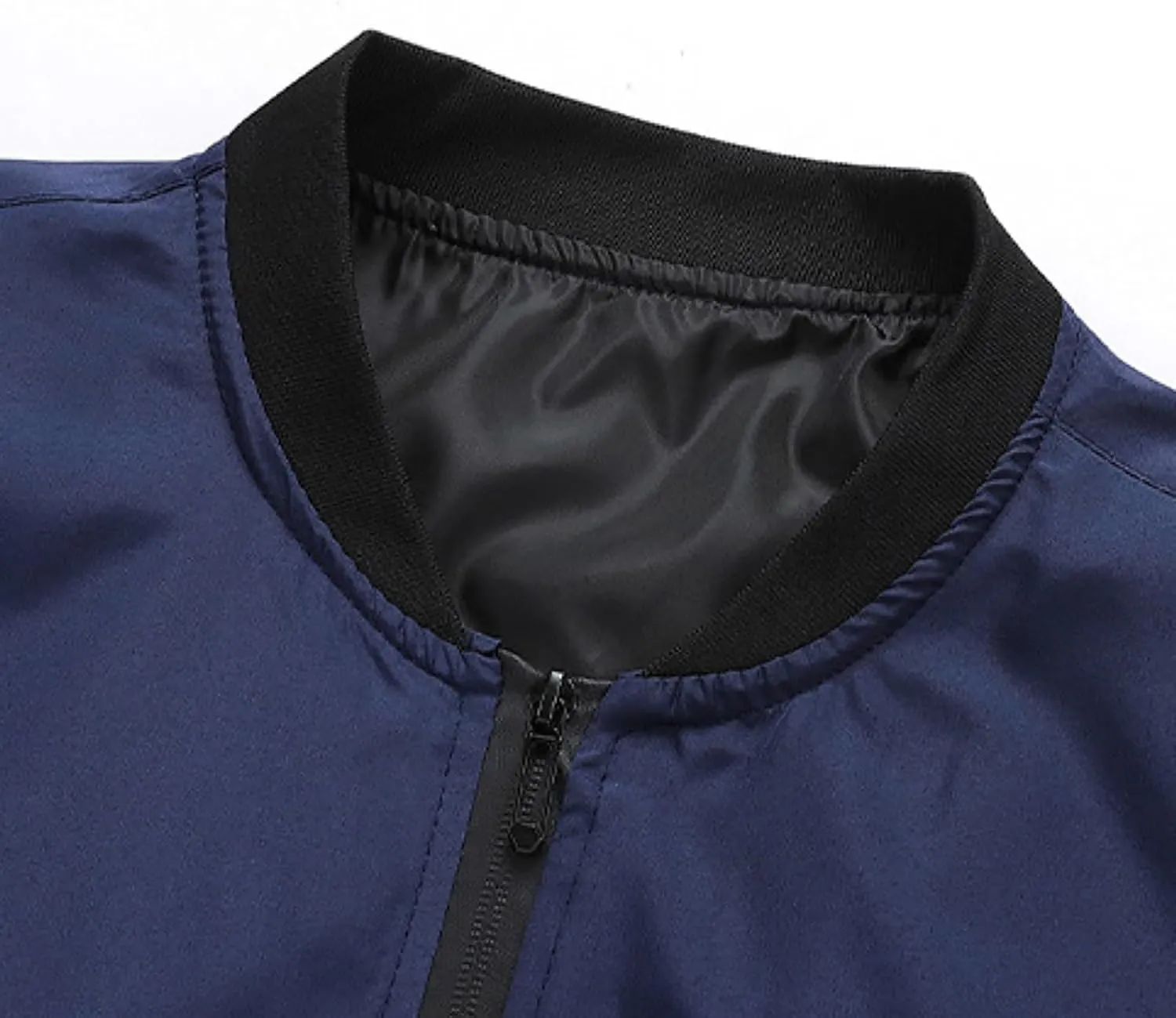 Men's Bomber Jacket Classic Solid Lightweight Casual Jackets Spring Fall Windbreaker Full Zip Up Coat with Pockets