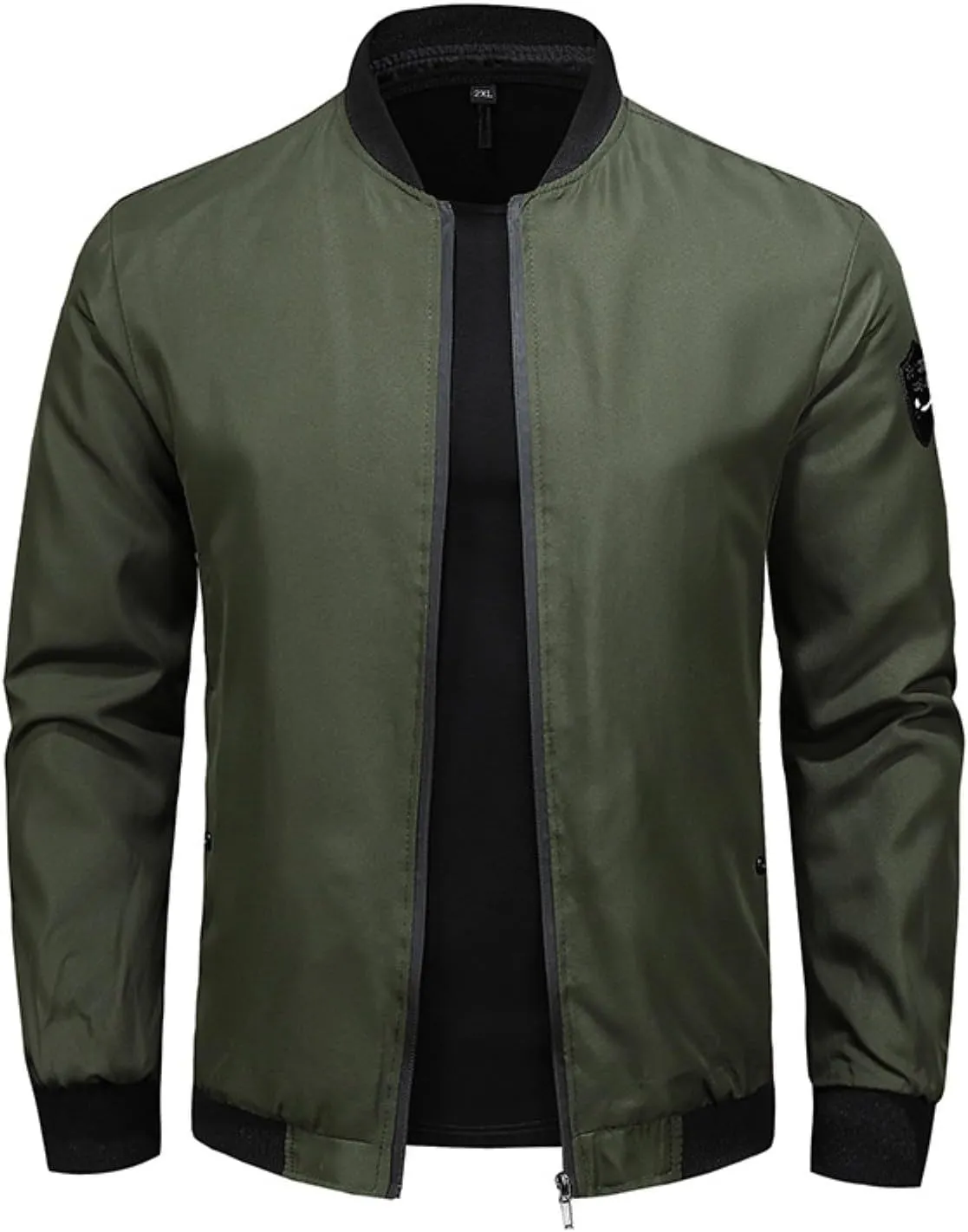 Men's Bomber Jacket Classic Solid Lightweight Casual Jackets Spring Fall Windbreaker Full Zip Up Coat with Pockets