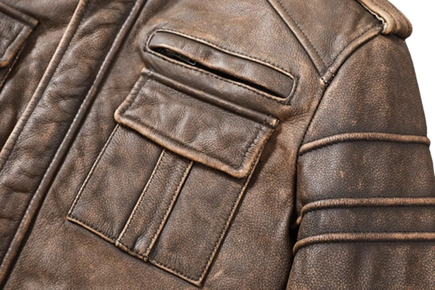 Mens Cafe Racer Jacket - Distressed Leather Jacket Men - Vintage Brown Leather Jacket - Genuine Lambskin Biker Jacket