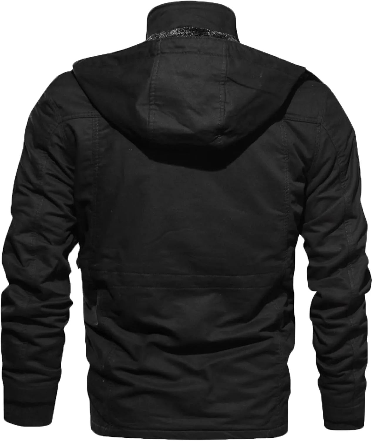 Men's Warm Winter Coats,Sherpa Lined Windproof Thicken Ski Snow Jacket Full Zip Hooded Parka Overcoat with Pocket