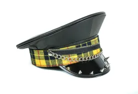 Plaid Zipper Chain And Spike Captain Hat