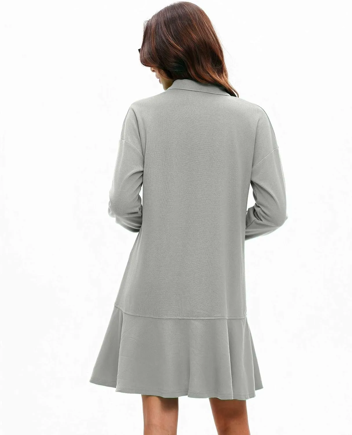 Polo Dress for Women Long Sleeve Ruffle Hem Golf Tennis Workout Dress Spring Mini Dresses