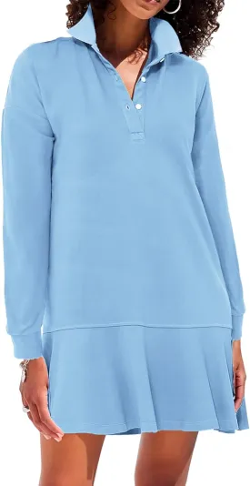 Polo Dress for Women Long Sleeve Ruffle Hem Golf Tennis Workout Dress Spring Mini Dresses