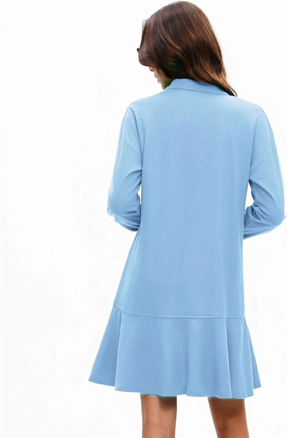 Polo Dress for Women Long Sleeve Ruffle Hem Golf Tennis Workout Dress Spring Mini Dresses