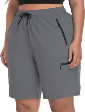 SEKINO Women's Plus Size Hiking Cargo Shorts Lightweight Quick Dry Summer Shorts Athletic Outdoor Shorts Zippered Pockets