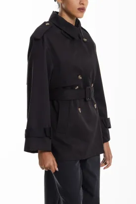 SHORT TWILL TRENCH COAT