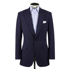 Single Breasted Peak Lapel Suit in Mid Blue Tropical Wool