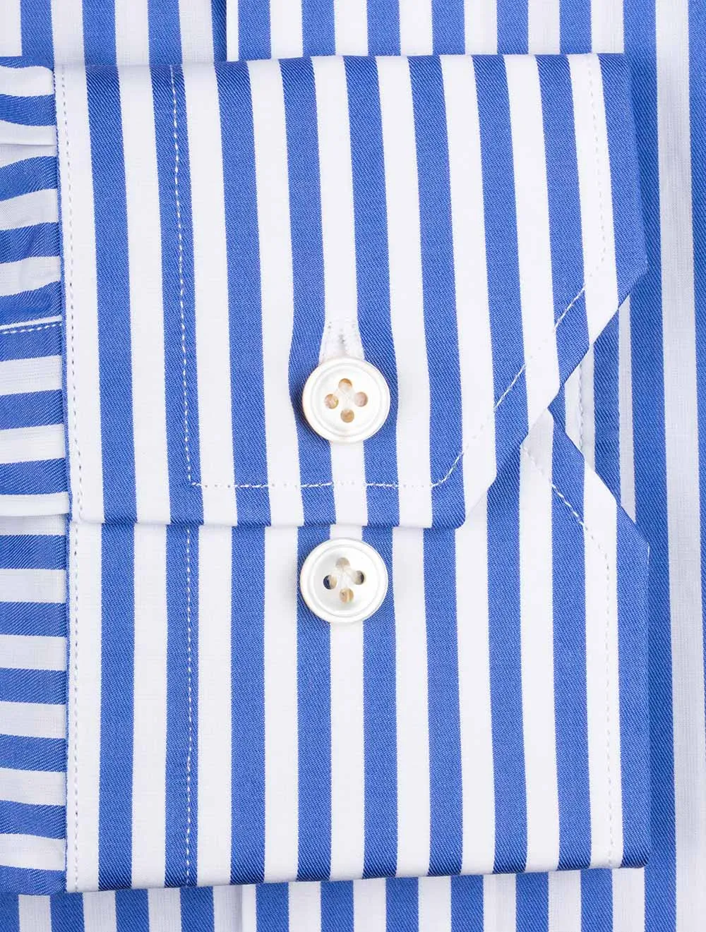 Slim Fit Stripe Single Cuff Blue
