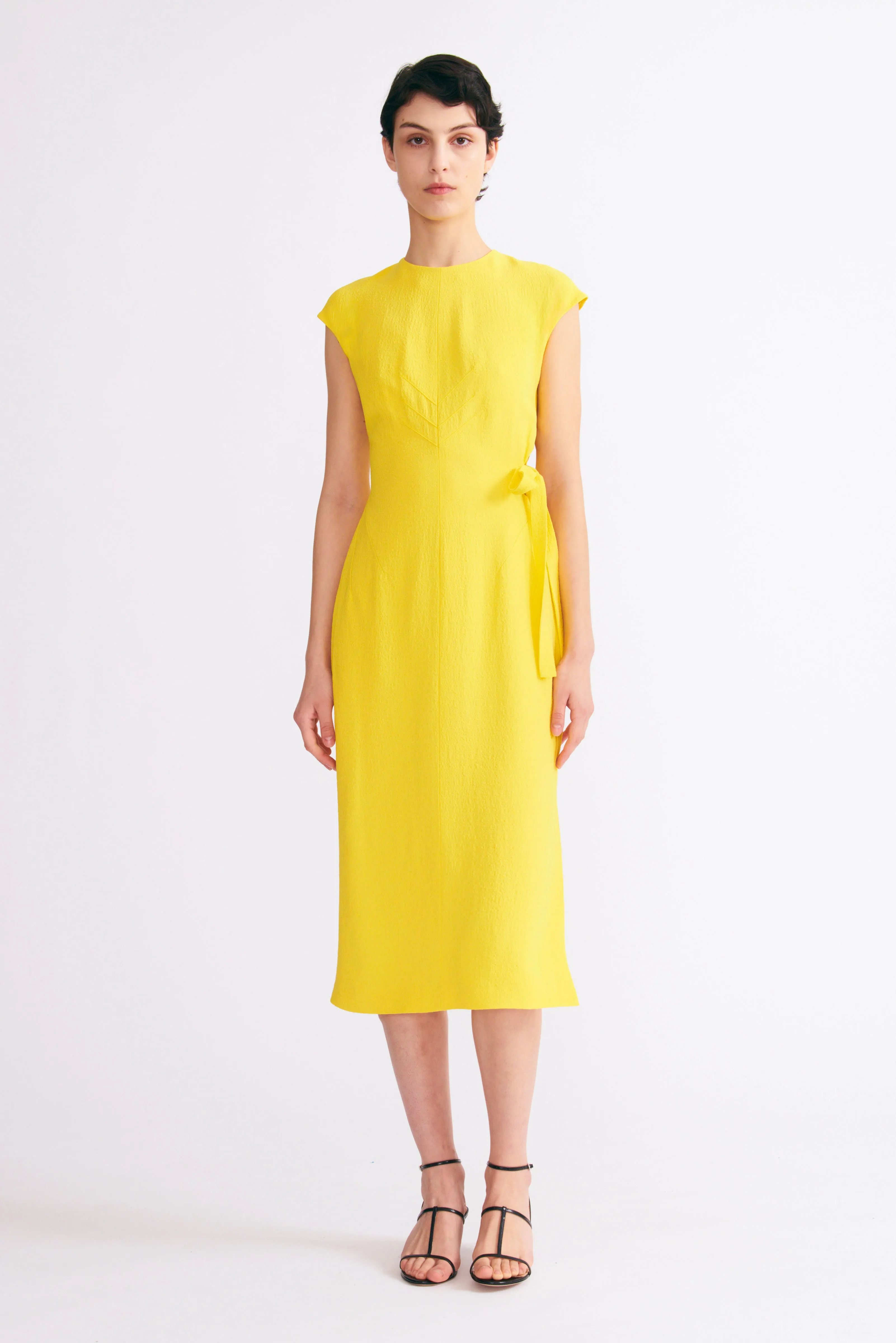 Sofiana Dress Lemon Yellow Viscose Crepe