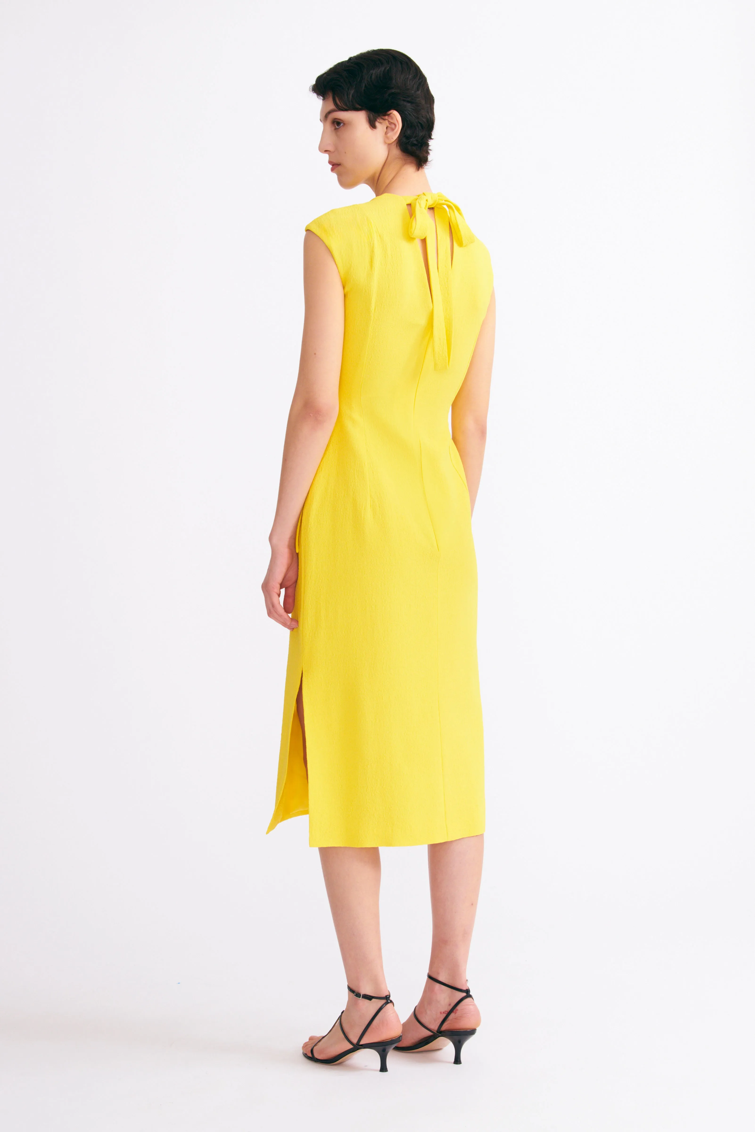 Sofiana Dress Lemon Yellow Viscose Crepe
