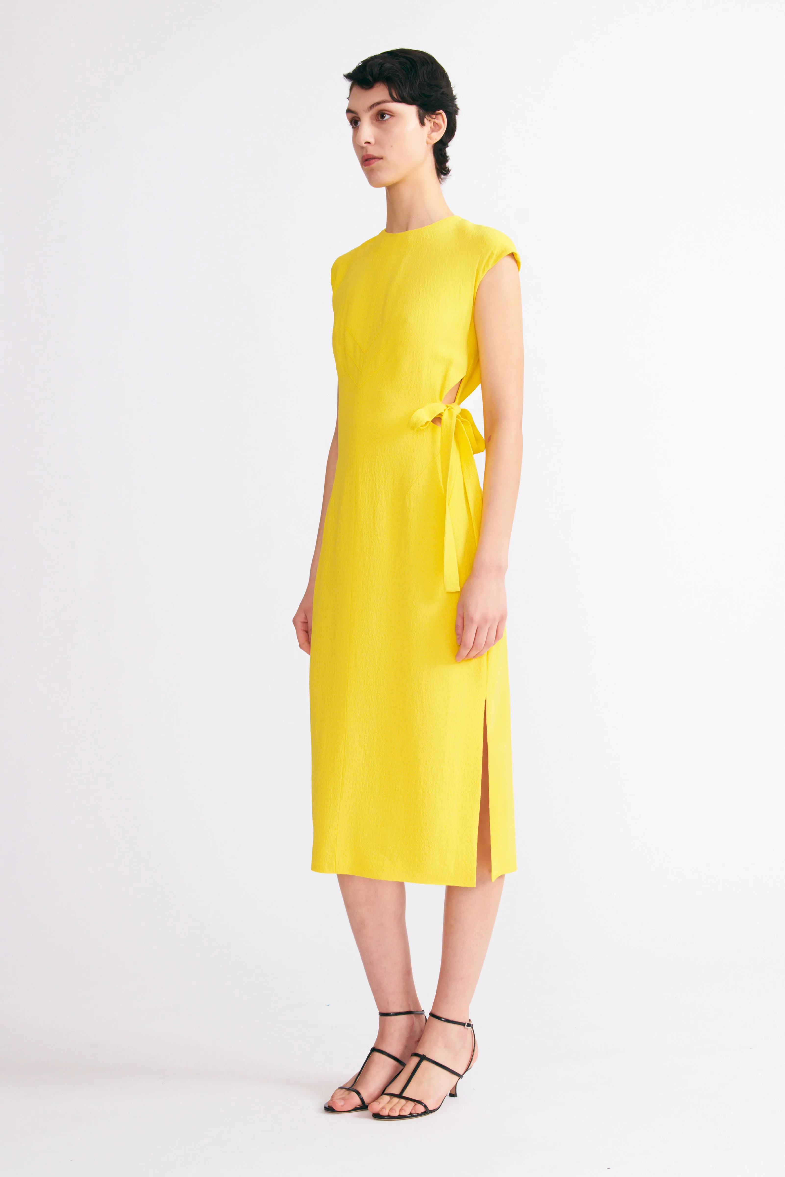 Sofiana Dress Lemon Yellow Viscose Crepe