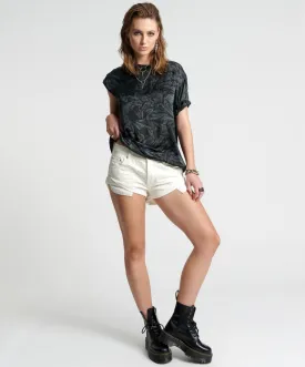 Soft White Bandits Low Waist Denim Shorts - ONE TEASPOON