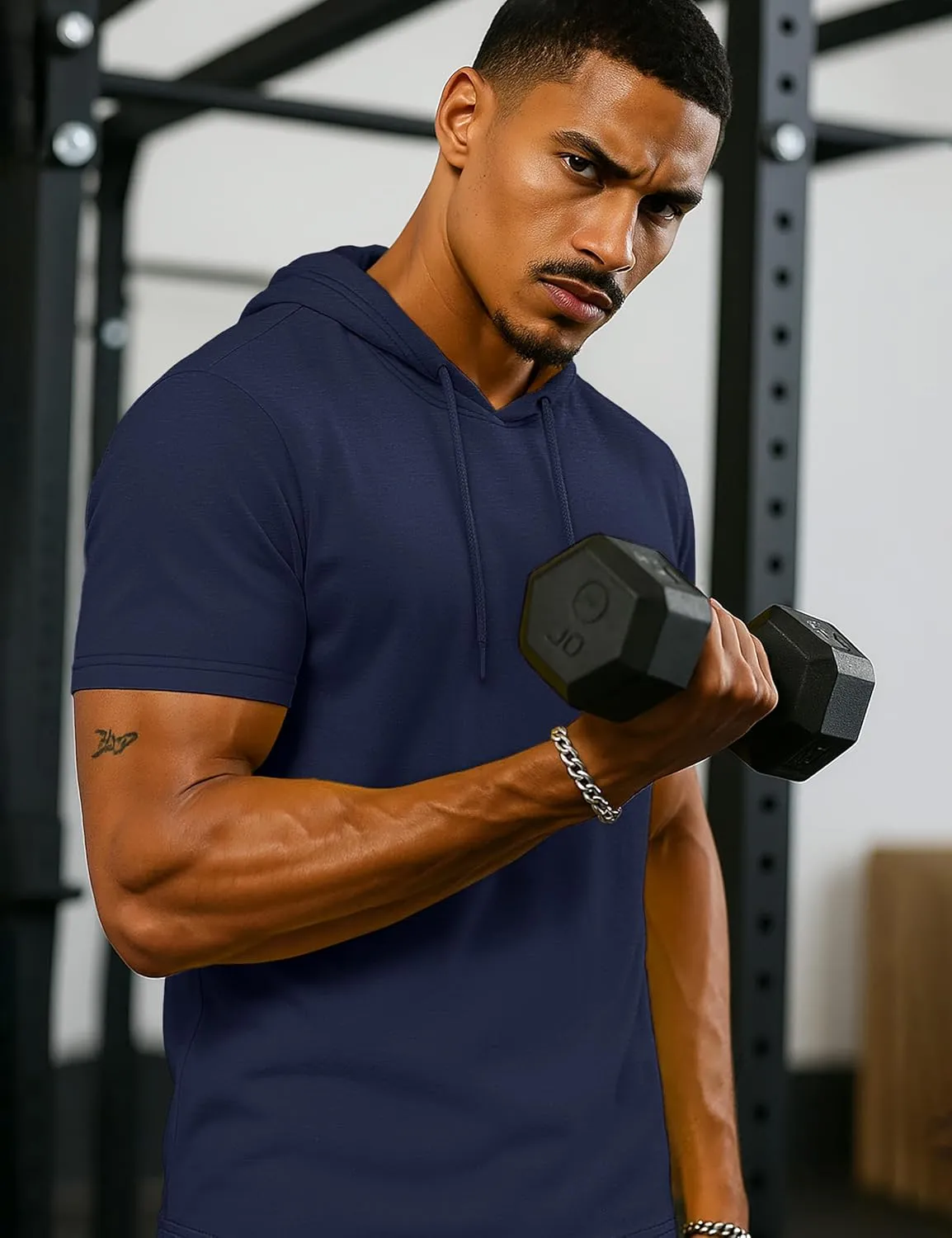 TACVASEN Short Sleeve Hoodies for Men Cotton Hoodies Summer Sweatshirt Lightweight Breathable Workout Shirts Pullover