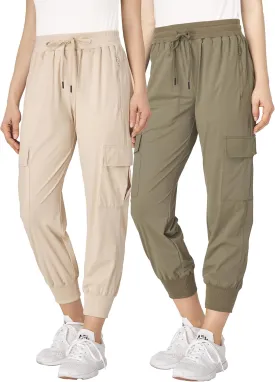 Ultra Performance Cargo Jogger Pants for Women 2 Pack Womens Hiking Pants Quick Dry Stretch Lightweight Cargo Joggers