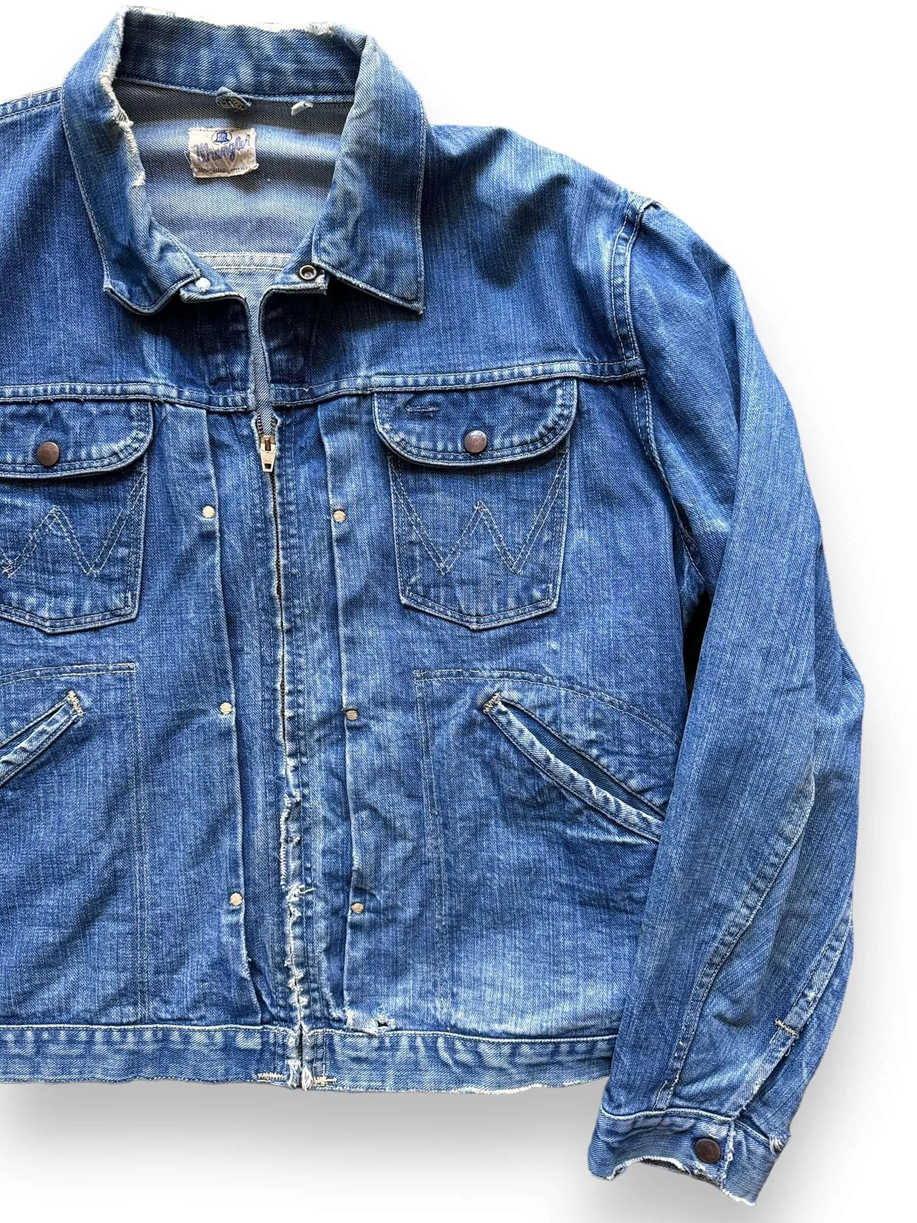 Vintage Wrangler Blue Bell MJZ Denim Jacket SZ 46