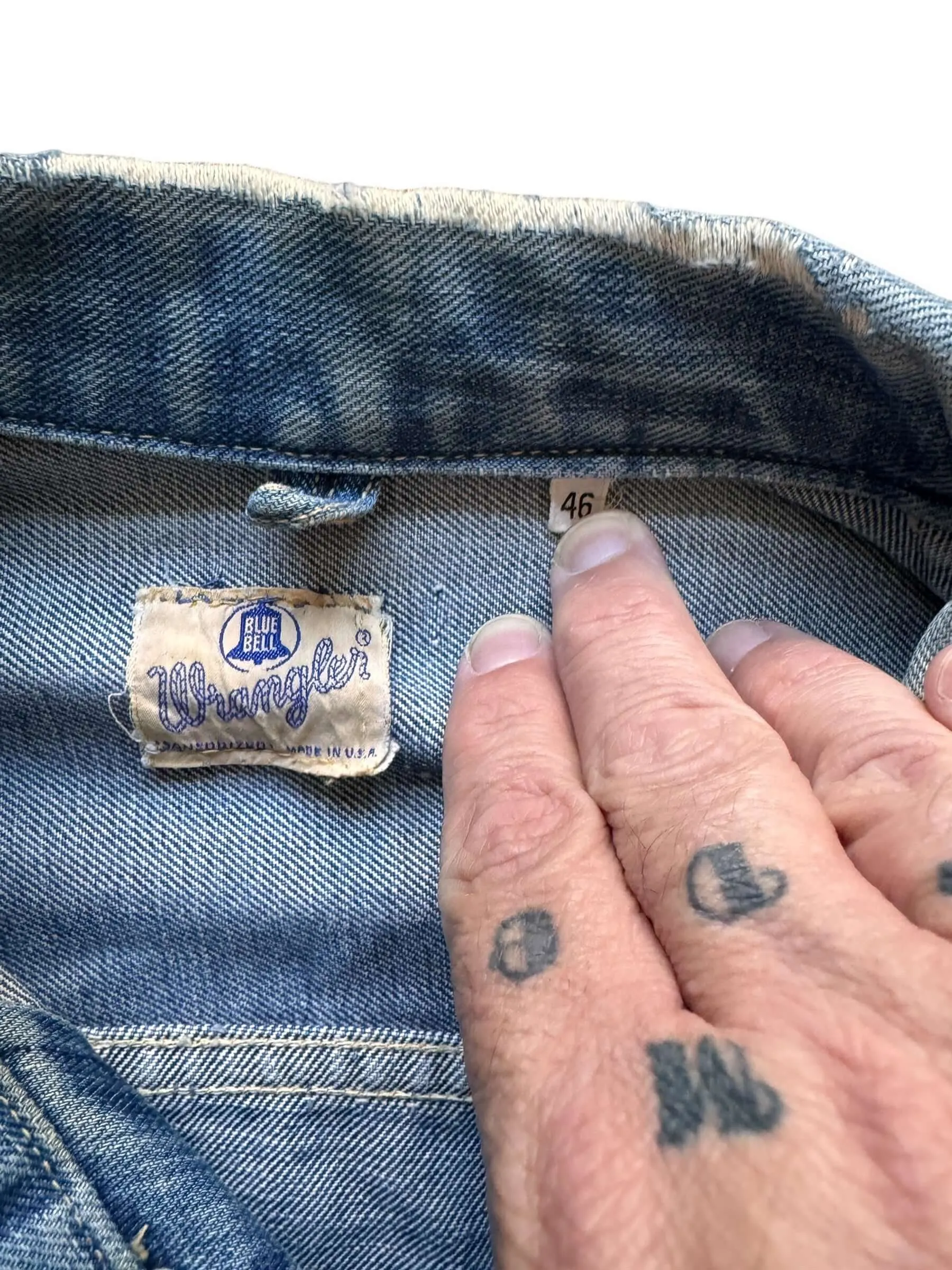 Vintage Wrangler Blue Bell MJZ Denim Jacket SZ 46