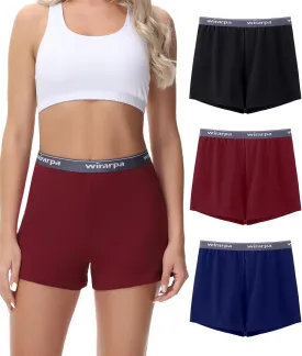 wirarpa Women's Cotton Sleep Shorts Comfywear Lounge Pajama Shorts 3 Pack