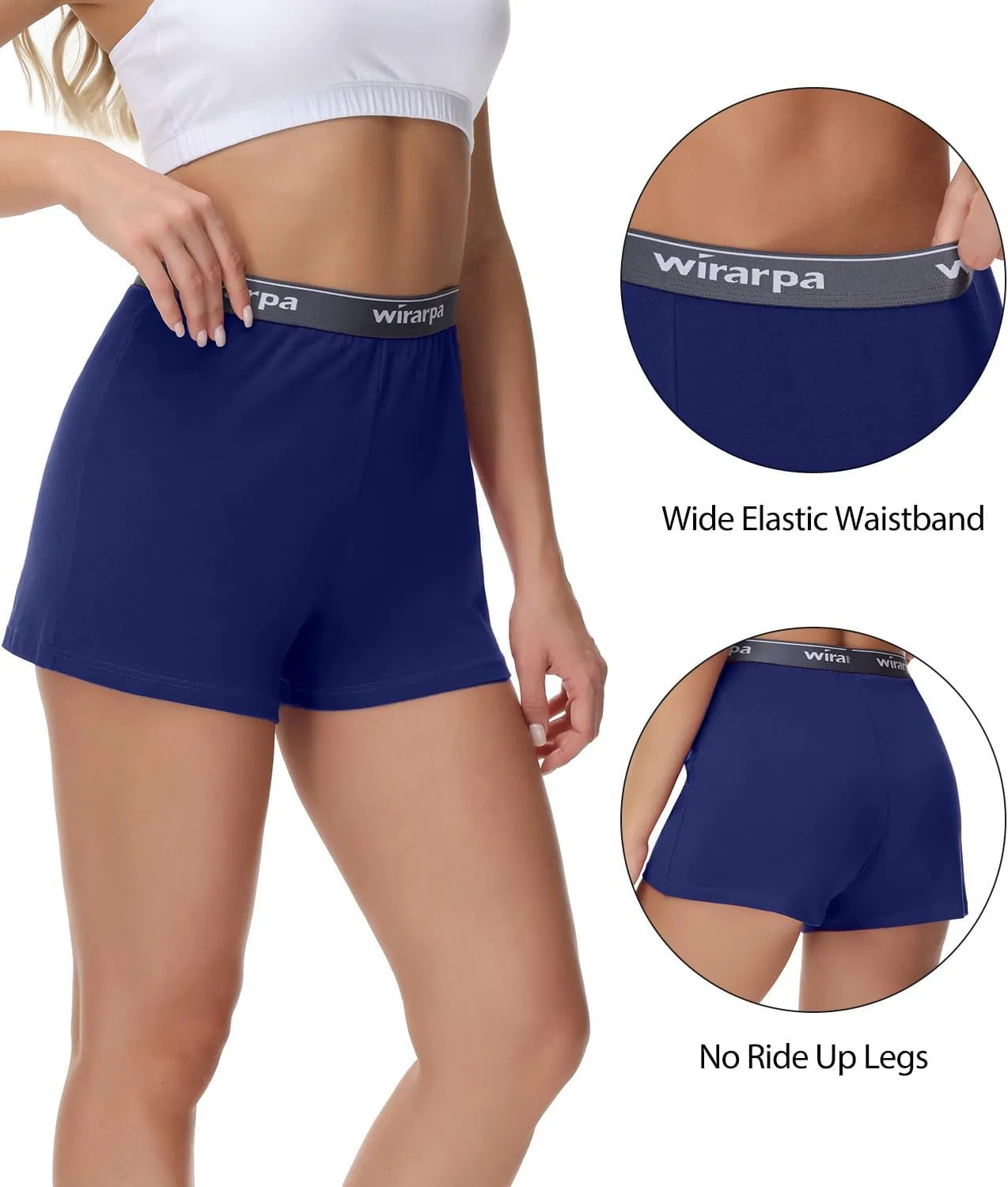 wirarpa Women's Cotton Sleep Shorts Comfywear Lounge Pajama Shorts 3 Pack
