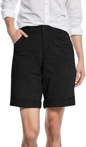Women's Bermuda Shorts Casual High Waist Shorts Relaxed Fit Summer Pleated Cargo Button Shorts with Pockets