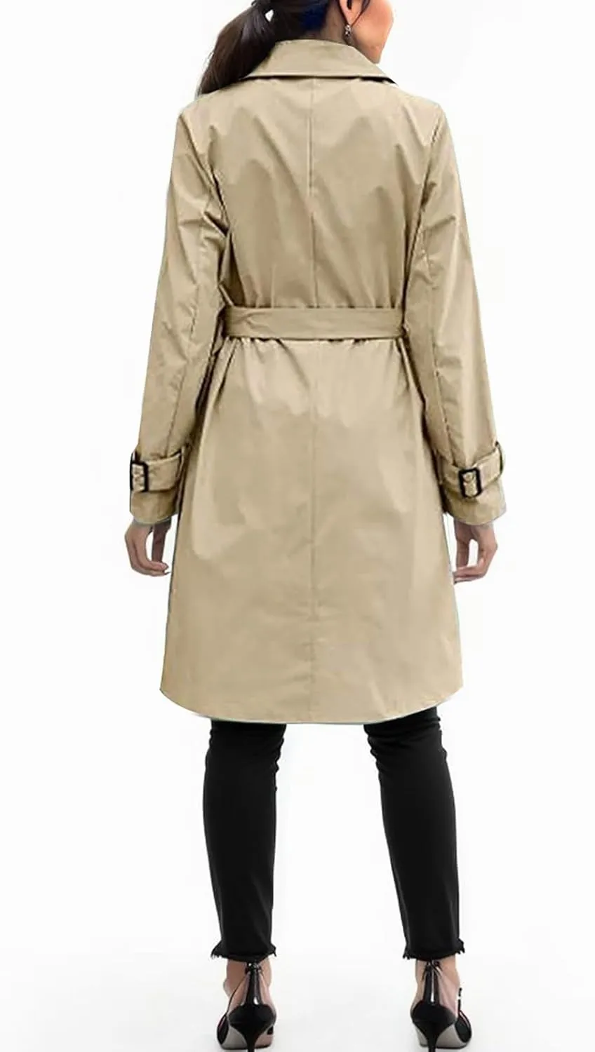 Women's Double Breasted Long Trench Coat 2024 Windproof Classic Lapel Windbreaker Jackets Stylish Loose Overcoat Outerwear