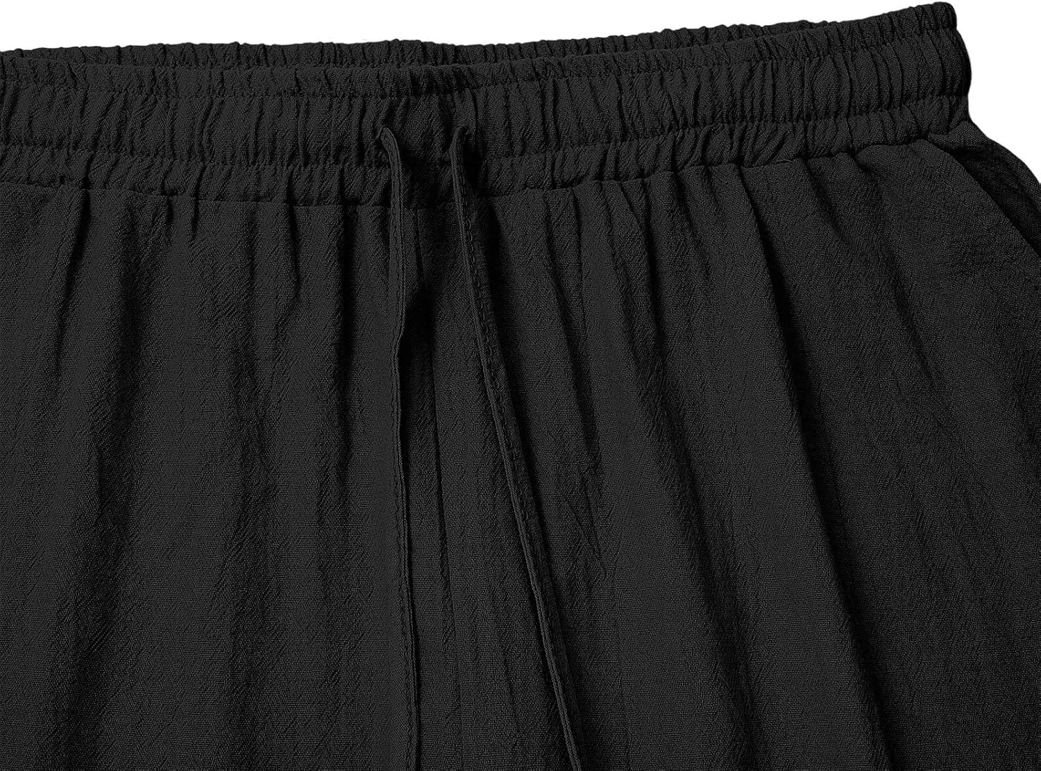 Womens Plus Size Shorts Linen Short Summer Elastic Waist Drawstring Beach Cotton Clothing with Pockets