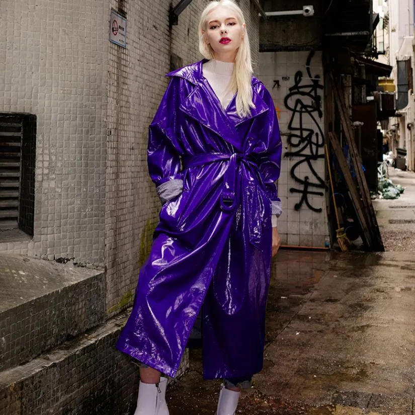 Women’s Shiny PURPLE Patent Leather Trench